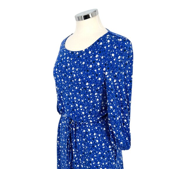 Boden Talia Lapis Blue Floral Star Print Dress With Tie Waist Womens UK 10P US 6 - Picture 2 of 12